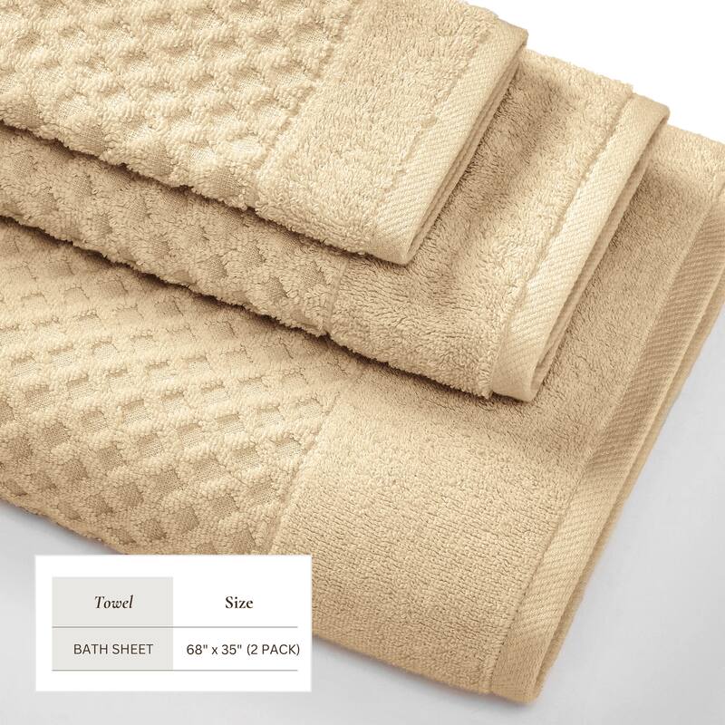 Linery & Co. Cotton Diamond Waffle Texture Bath Towels