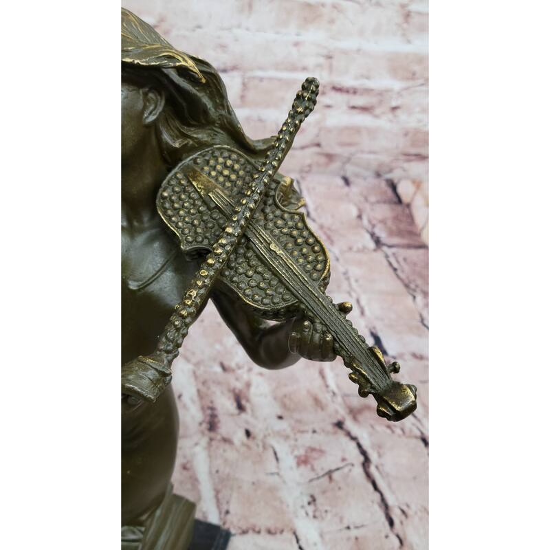 Female Violinist Bronze Sculpture - Classical Music Performer Art
