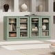 preview thumbnail 17 of 75, 100% Solid Wood Sideboard with Glass or Solid Wood Doors by Palace Imports - 64" x 35.75" Sage - Glass