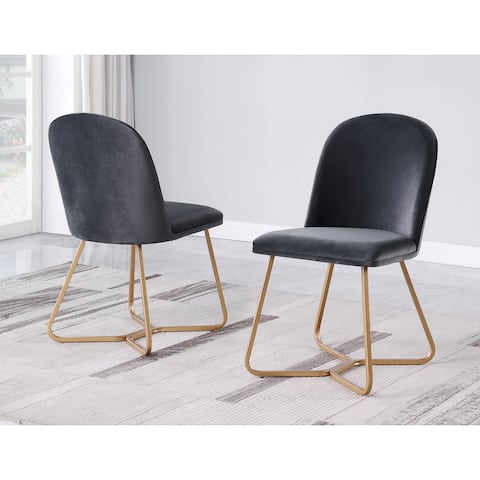 Best Master Furniture Bronze Base Velvet Upholstered Dining Chair (Set of 2)