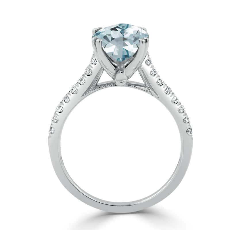 Auriya 1 5/8ct Fancy Oval Aquamarine and Diamond Engagement Ring 1/4ctw 14k Gold