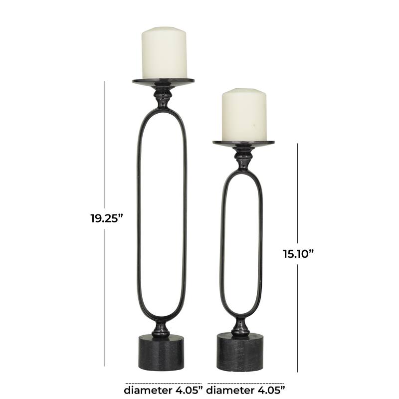 Gold, Black or Silver Aluminum Metal Paper Clip Pillar Decorative Candle Holder with Marble Base (Set of 2)