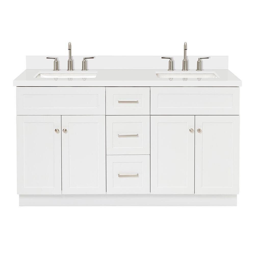 Ariel F061DWQRVO Hamlet 60" Free Standing Double Basin Vanity Set with