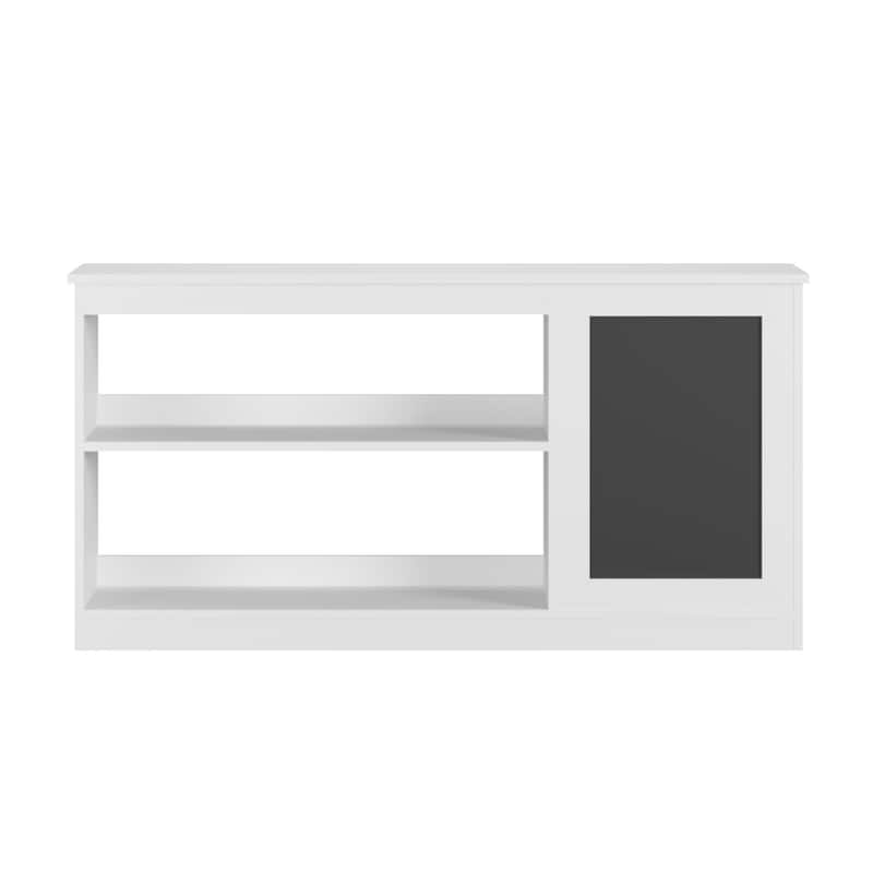 3-in-1 Kids Bookshelf and Toy Storage Cabinet with Chalkboard - Modern White Organizer for Playroom