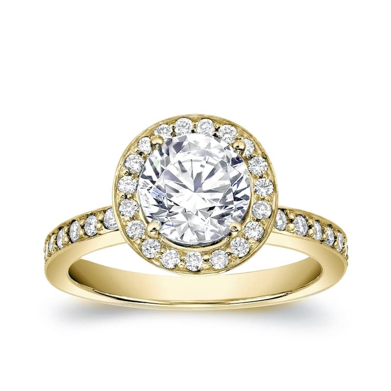 Auriya 14k Gold 1 1/2ctw Halo Diamond Engagement Ring Certified - Yellow - 4