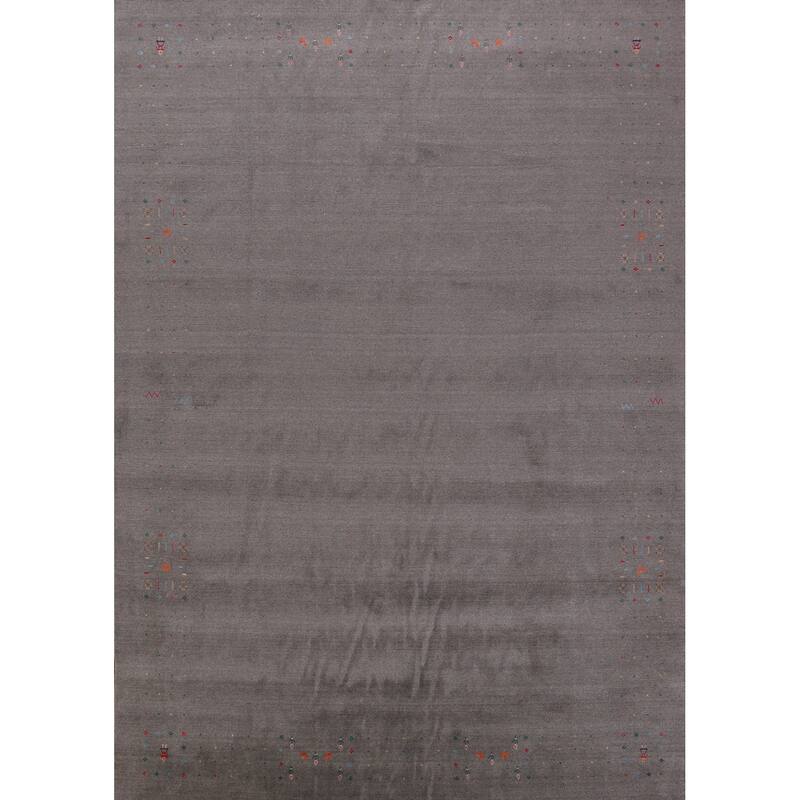 Hand Knotted Oriental 100% Wool Carpet Tribal Tribal Greys & Charcoal Gabbeh Area Rug - 12' 3'' X 8' 10''