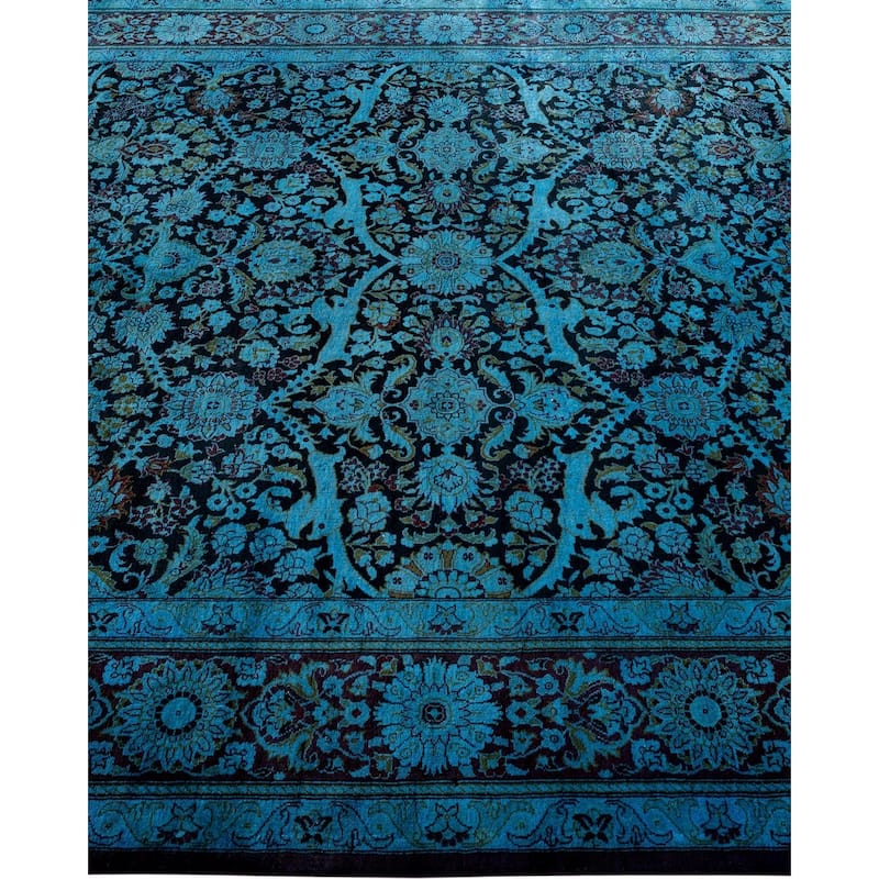 Overton Hand Knotted Wool Vintage Inspired Modern Contemporary Overdyed Black Area Rug - 6' 2" x 8' 2"