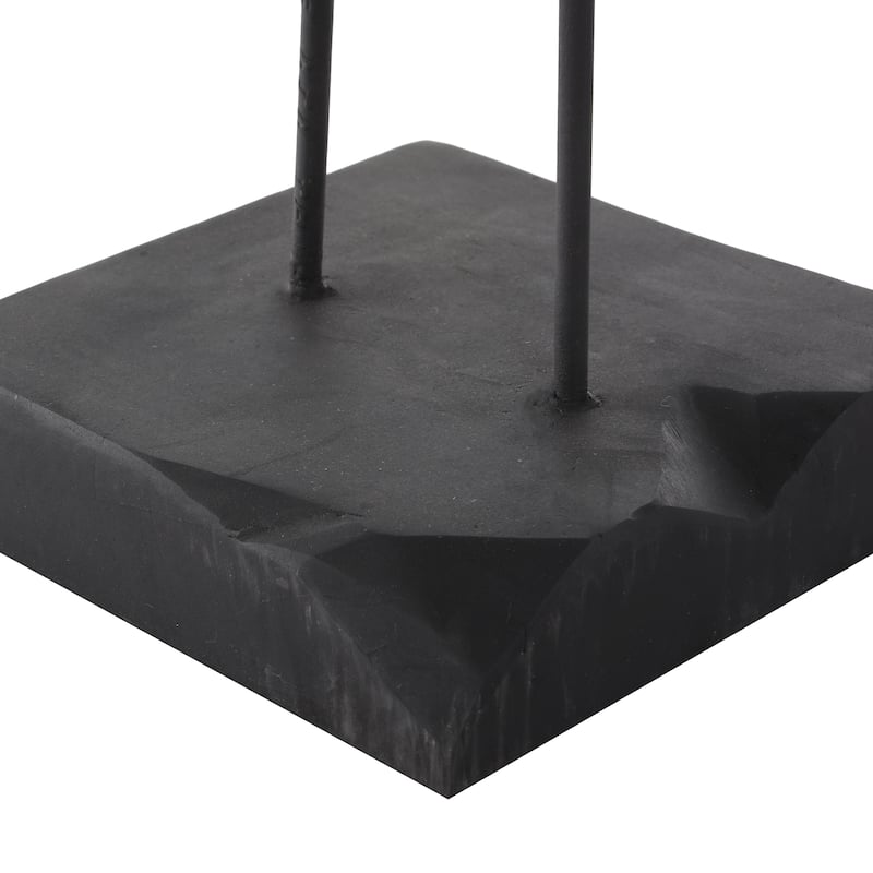 Black Teak Wood Tall 3 Link Chain Decorative Sculpture with Stand