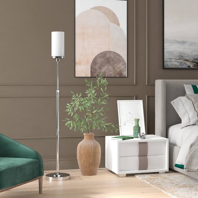 Metal Torchiere Floor Lamp with Drum and Cylinder Shade and Foot Switch - 11” x 11” x 66” (D x W x H)