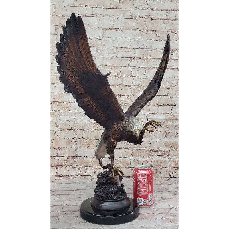 American Bald Eagle Bronze Statue Sculpture Figure By Moigniez 22 Inches X 17 Inches