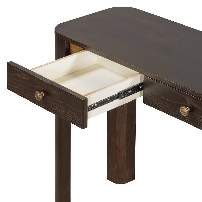 Rustic Console Table with 3 Hidden Drawers and Curved Safety Corners by Harper&Bright Designs
