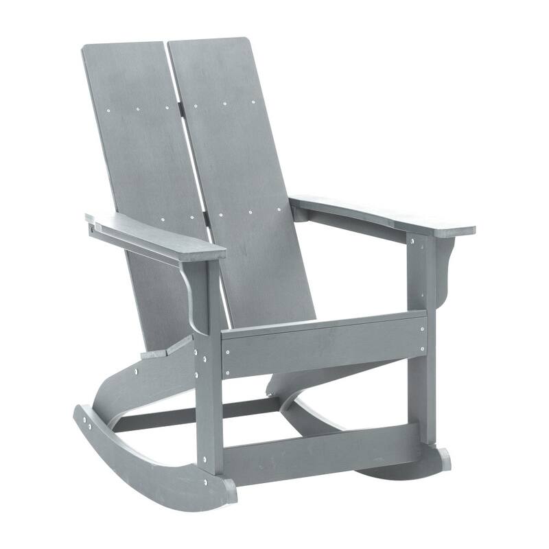 Modern 2-Slat Adirondack Poly Resin Rocking Chair for Indoor/Outdoor Use