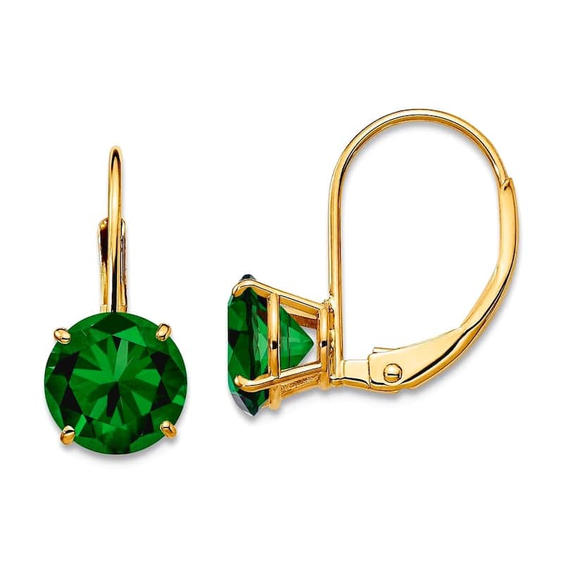 Curata 14k Yellow Gold 7mm Round Genuine Gemstone Lever-back Earrings - 18x7mm - Mount St. Helens
