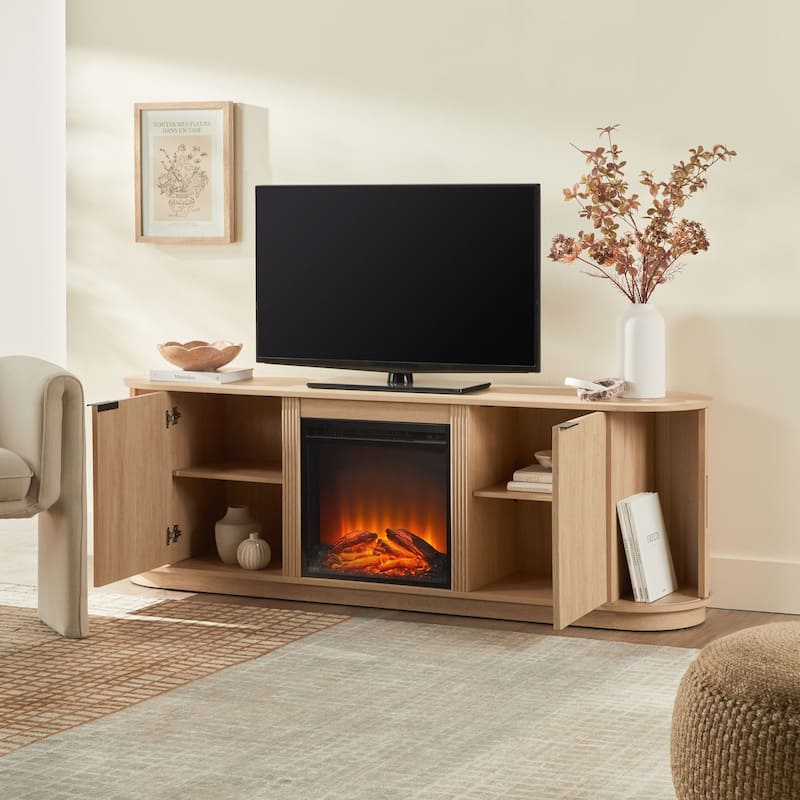 Middlebrook Designs Modern Reeded 70-inch Fireplace TV Stand