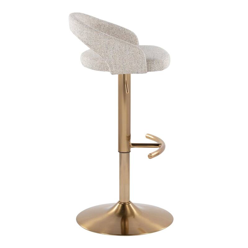 Grotto Upholstered Adjustable Barstool with Gold Metal - Set Of 3