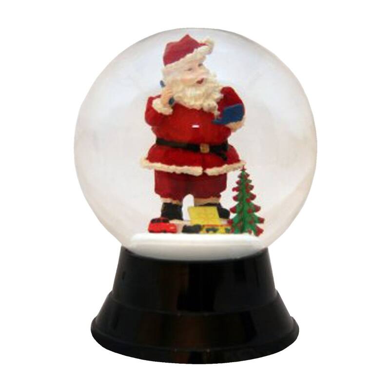 7" Black, White and Red Perzy Snow Globe Large Santa Decoration