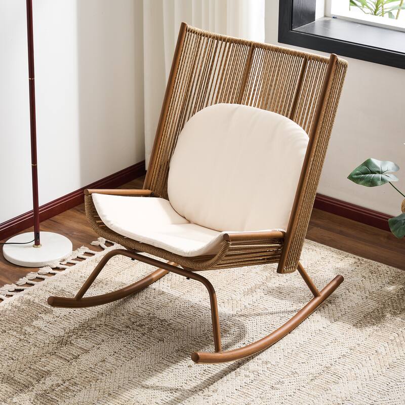 Christopher Knight Home - Modern Outdoor One Rocking Chair with PE Rattan and Side Table Set