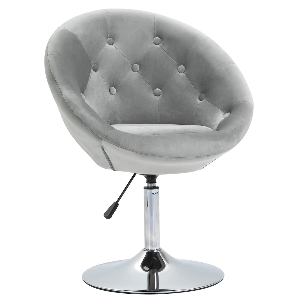 Modern 26" 360° Swivel Adjustable Buttons Tufted Accent Chair with Chrome Frame