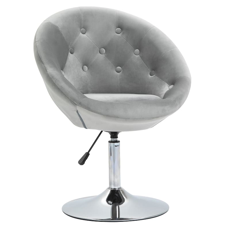 Modern 26" 360° Swivel Adjustable Buttons Tufted Accent Chair with Chrome Frame