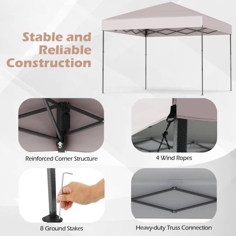 Oxford Fabric Metal Pop Up Canopy Tent with Bag and Adjustable Height