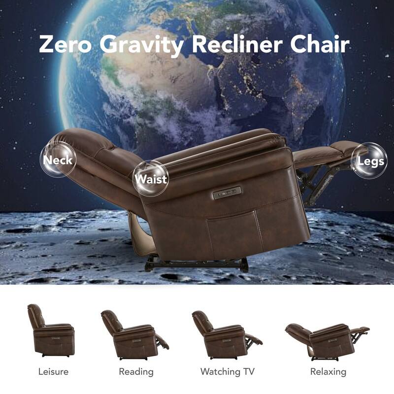 Spruce & Spring Dual Motor Zero Gravity Power Recliner with Power Headrest