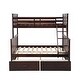 preview thumbnail 2 of 16, Dark Brown Twin over Full Size Solid Wood Stairway Bunk Bed with Ladder and Fence for Bedroom