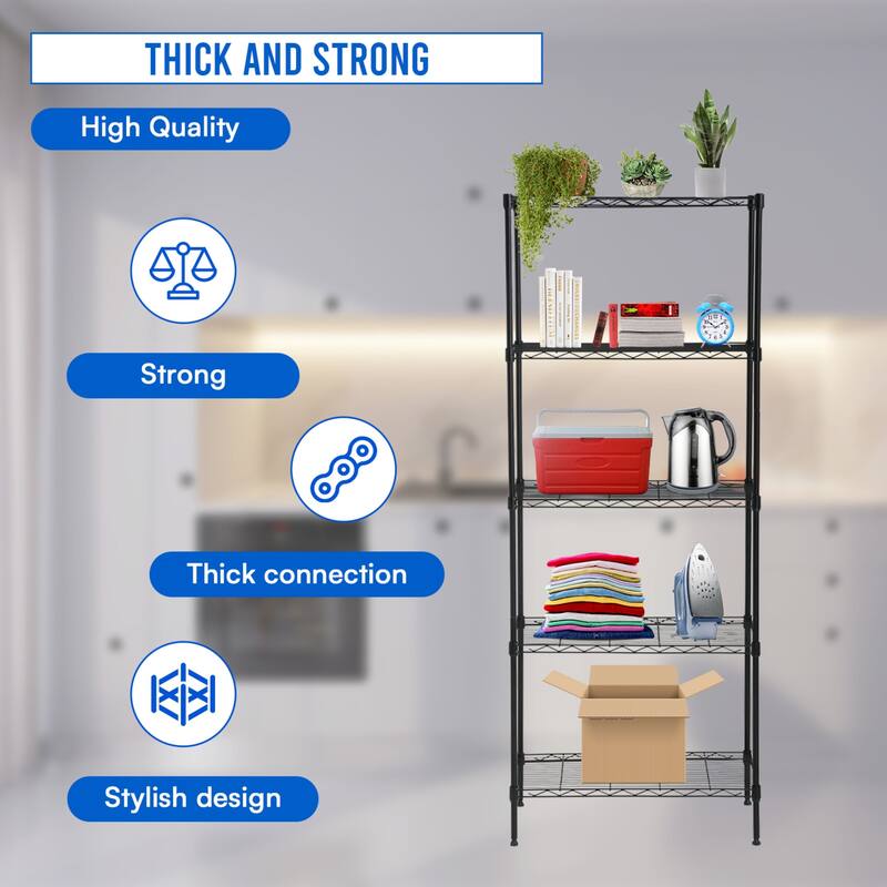 Alvis 5-Tier NSF Certified Wire Shelving Rack with Adjustable Shelving