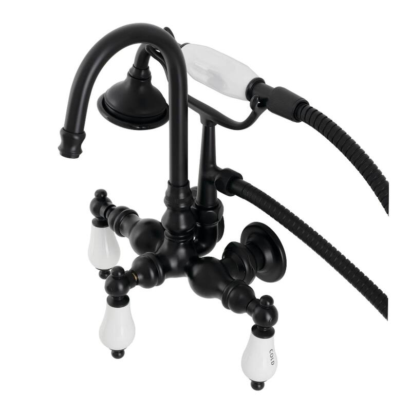 Kingston Brass Aqua Vintage Wall Mounted Clawfoot Tub Filler with - Matte Black