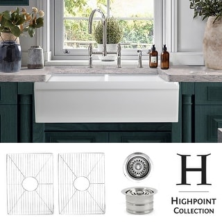 Highpoint Collection 50 50 Farmhouse Sink With Grids And Drains 