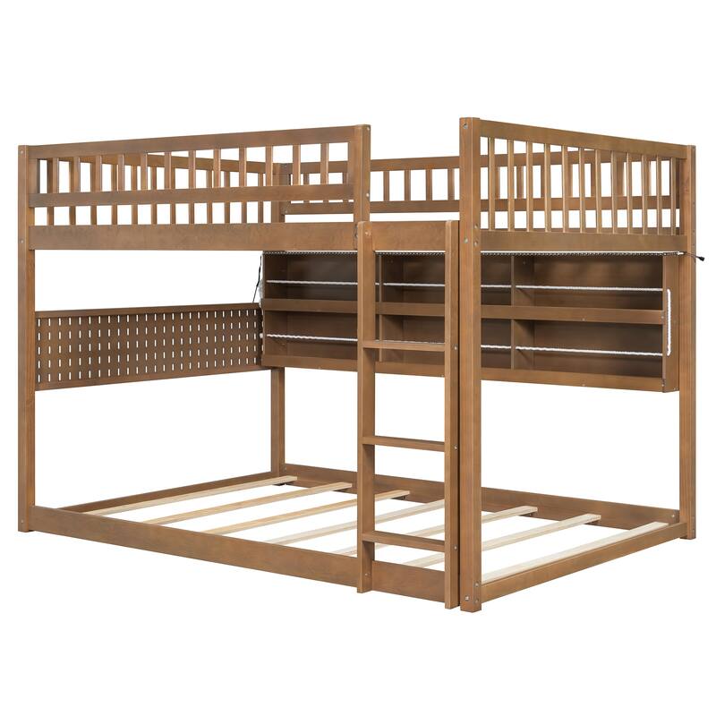 Convertible Bunk Bed with LED Storage Wall & Pegboard by Harper&Bright Designs