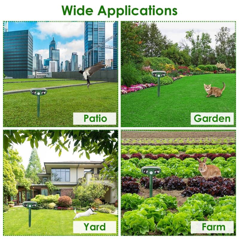 Solar Ultrasonic Animal Repeller PIR Motion Sensor Animal Repellent Chaser IPX4 Waterproof