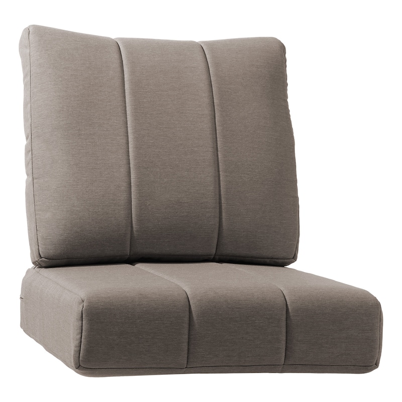 Gymojoy 24"x24"x6" Patio Thick Cushions & Pillows Set - Channel-Tufted Design Deep Seat Water & Fade Resistant Cushion Set - Grey - One Set