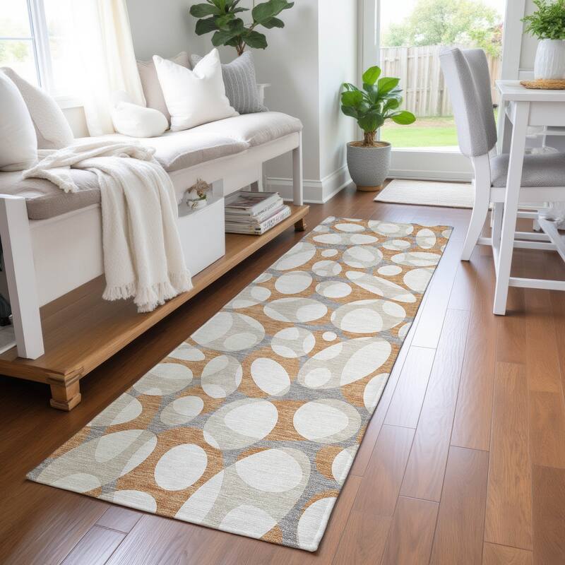 Machine Washable Indoor/ Outdoor Contemporary Saline Chantille Rug