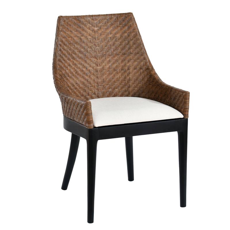 Bohemian 18" Seat W Natural Rattan Backrest with Upholstered Armchair