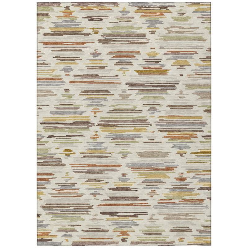 Machine Washable Indoor/ Outdoor Modern Trellis Chantille Rug