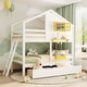 preview thumbnail 11 of 15, Twin over Twin Bunk Bed with 2 Drawers, 1 Storage Box, 1 Shelf, Window and Roof