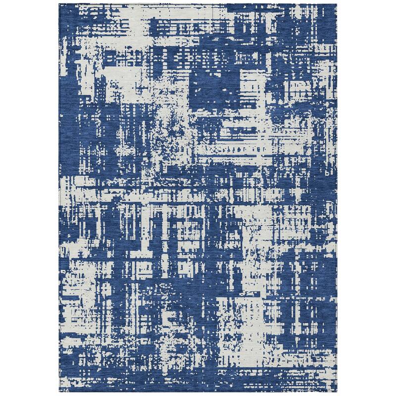 Machine Washable Indoor/ Outdoor Chantille Solid Abstract Rug