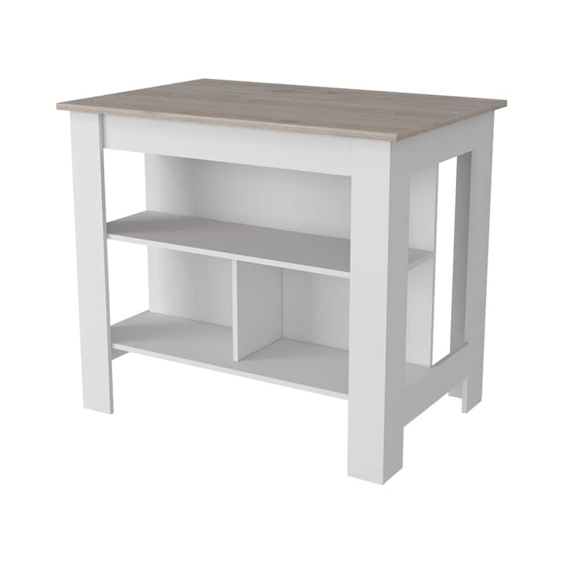 Kitchen Island Antibacterial Dozza, Three Shelves,Open Shelf