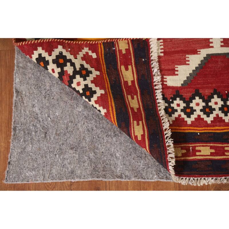 Vegetable Dye Kilim Qashqai Persian Antique Runner Rug - 3'9"x 13'5"