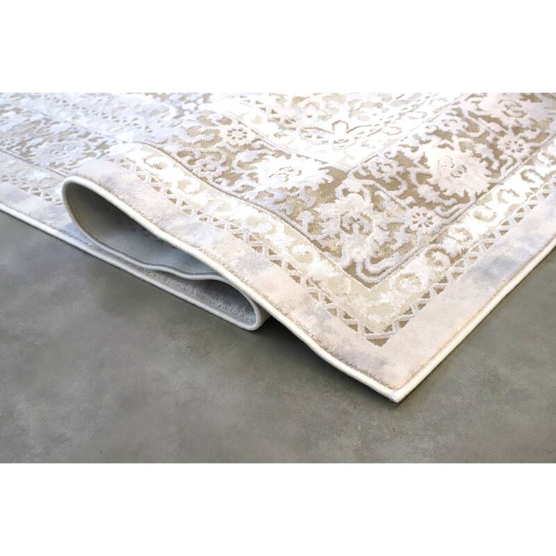 Marissa Collection Beige Abstract Transitional Area Rug
