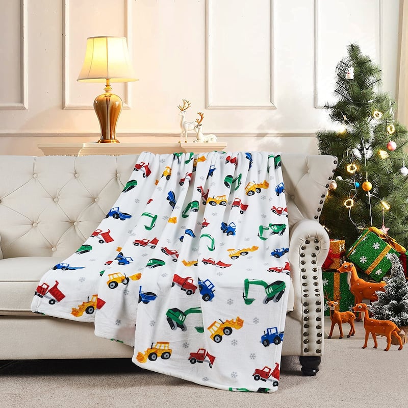 Christmas Flannel Fleece Throw Blanket 50"x60" - HOLIDAY CONSTRUCTION