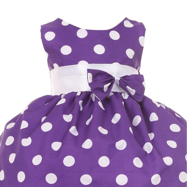 purple dress with white polka dots