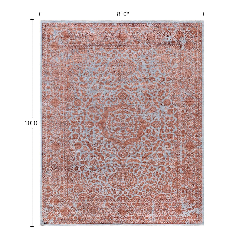 Ikat One-of-a-Kind Handmade Area Rug, Orange - 8' 0" x 10' 0"