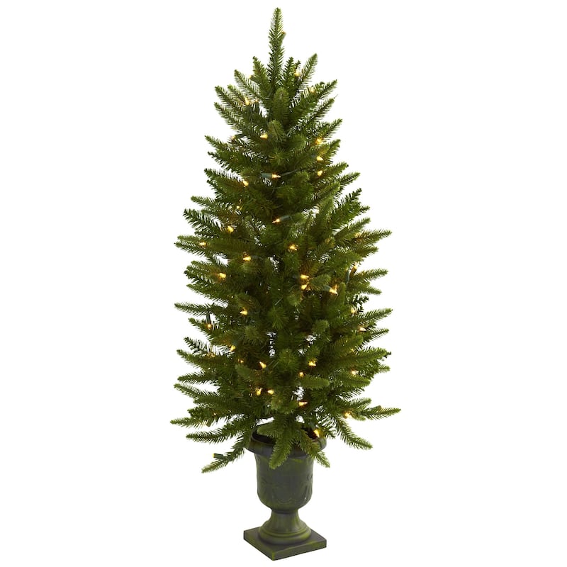 4' Pre-Lit Artificial Christmas Tree with Urn, Clear Lights - 4 Foot