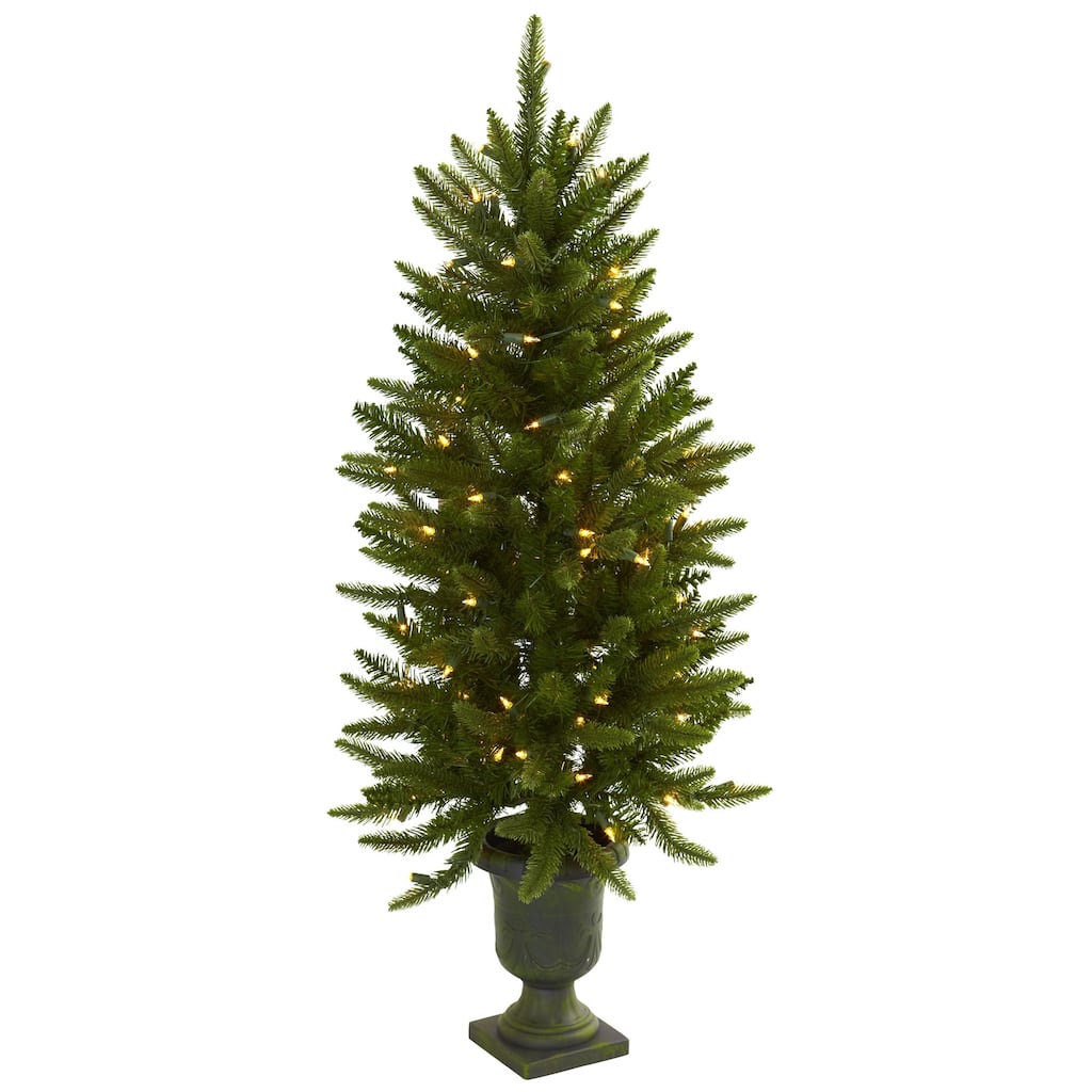 4' Pre-Lit Artificial Christmas Tree with Urn, Clear Lights - 4 Foot