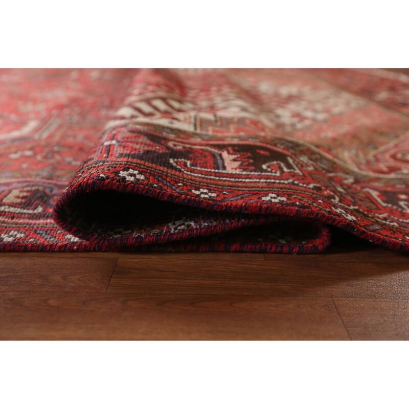 Hand Knotted Oriental 100% Wool Carpet Traditional Medallion Red Heriz Area Rug - 11' 0'' X 7' 9''