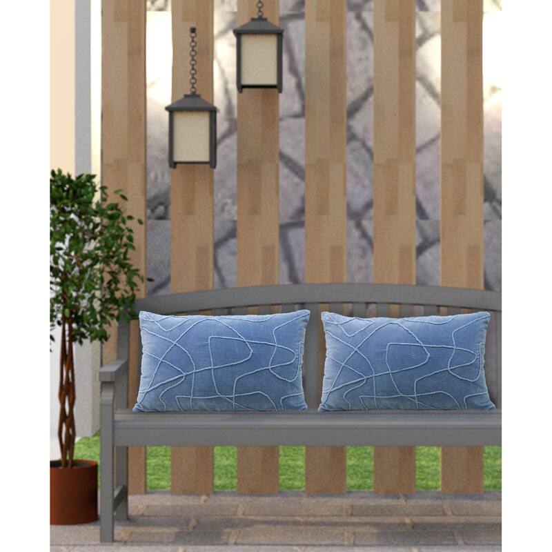 Linden Street Solid Velvet Embroidered Decorative Pillow 14x24