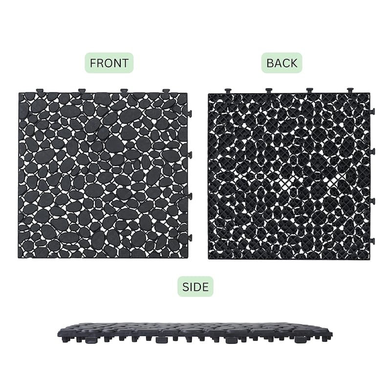 1 ft. x 1 ft. All-Weather Outdoor Plastic Composite Interlocking Deck Tiles, Waterproof, Anti-slip, Box of 12
