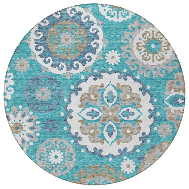HomeRoots Floral Medallion Transitional Rectangle Outdoor Rug