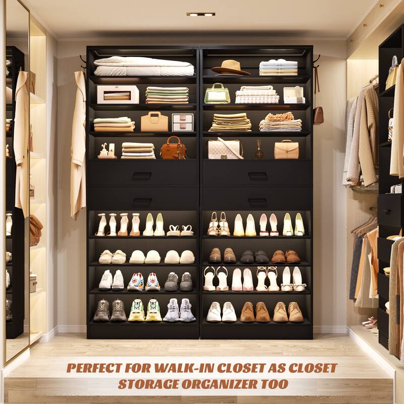 9-Tier Shoe Cabinet with 2 Drawers, Freestanding Closet Organizer with Adjustable Storage Shelves